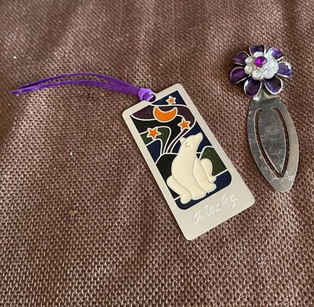 bookmarks x2 alaska and purple rhinestones